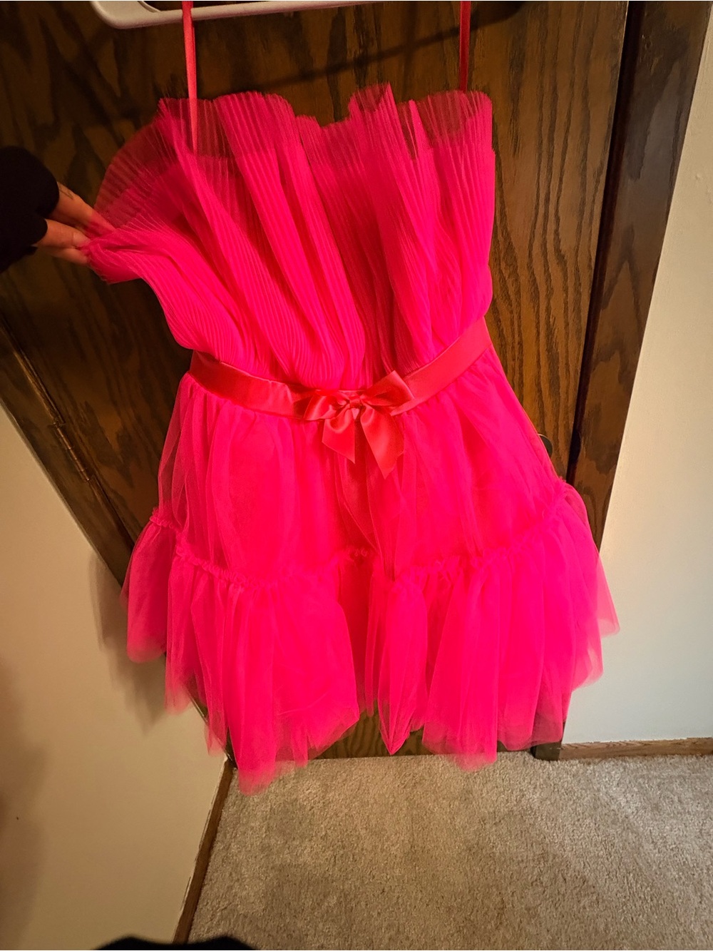 Women’s Hot Pink Tulle Party Dress with Bow